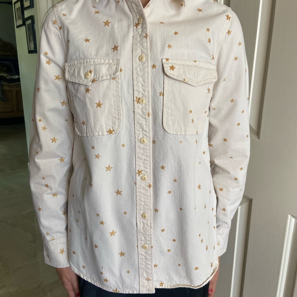 J.Crew cowgirl shirt. White with gold stars